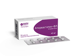 Аторвастатин таб п/пл/о 40мг N30 (Фармпроект)