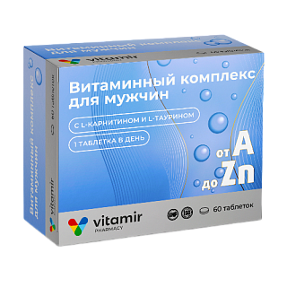 Витамин комплекс A-Zn д/муж таб п/о 900мг N30 (Квадрат-С)