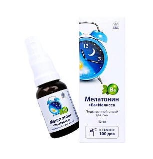 Мелатонин+В6+мелисса спрей подъязыч 15мл (Арго-Фарм)