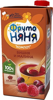 Фруто Няня компот вишня/малина 5+мес 500мл (Прогресс)