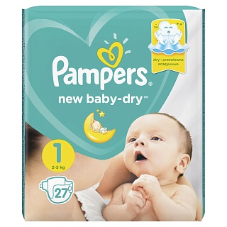 Памперс Подгузники New baby-dry1 2-5кг N27 (Проктер)