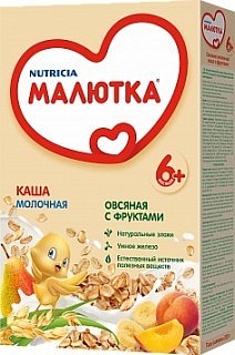 Малютка каша молоч овсяная с фруктами с 6мес 220г (Нутриция)