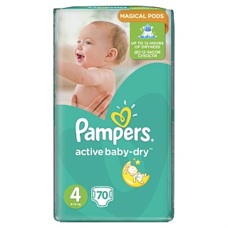 Памперс Подгузники Active Baby макси 9-14кг N70 (Проктер)