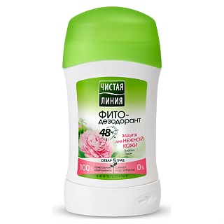 Чистая линия фитодезодор стик Неж кожа хлопок/пион 48ч 40мл (Юнилевер)